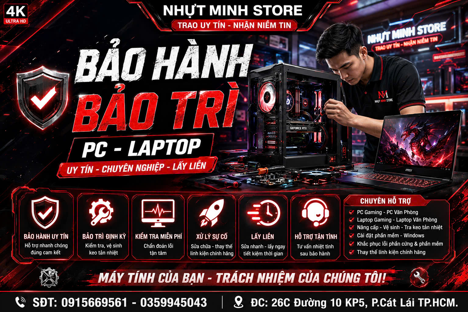 HỖ TRỢ BẢO HÀNH - BẢO TRÌ ( PC - LAPTOP ) 